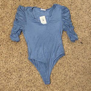 Baby Blue Rouched Sleeve Bodysuit